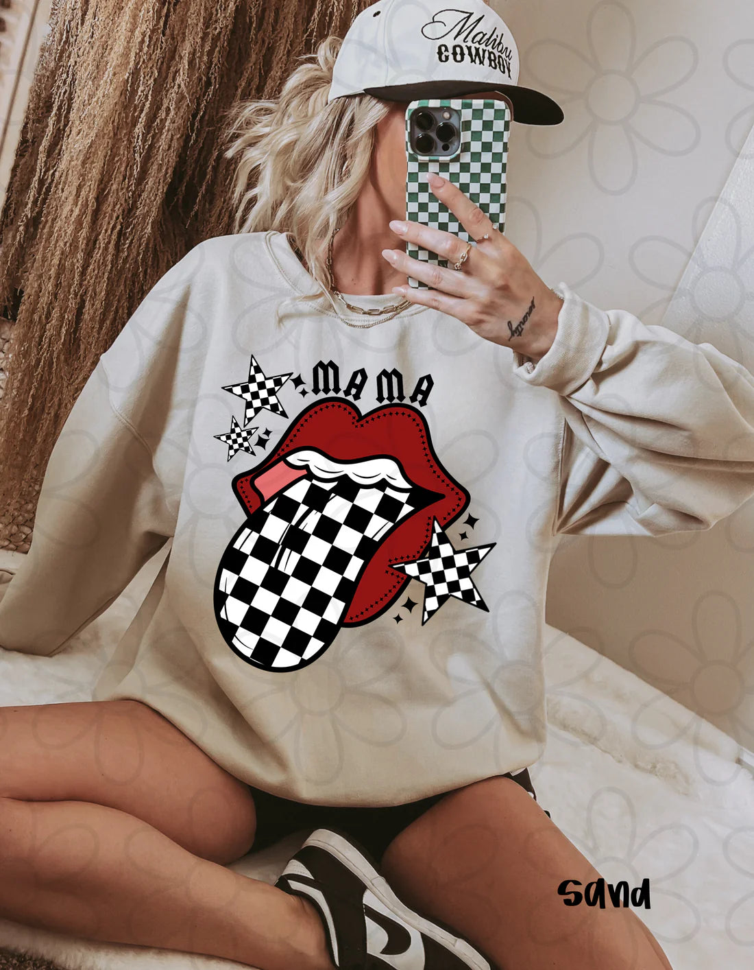 Checkered Tongue Mama Tee