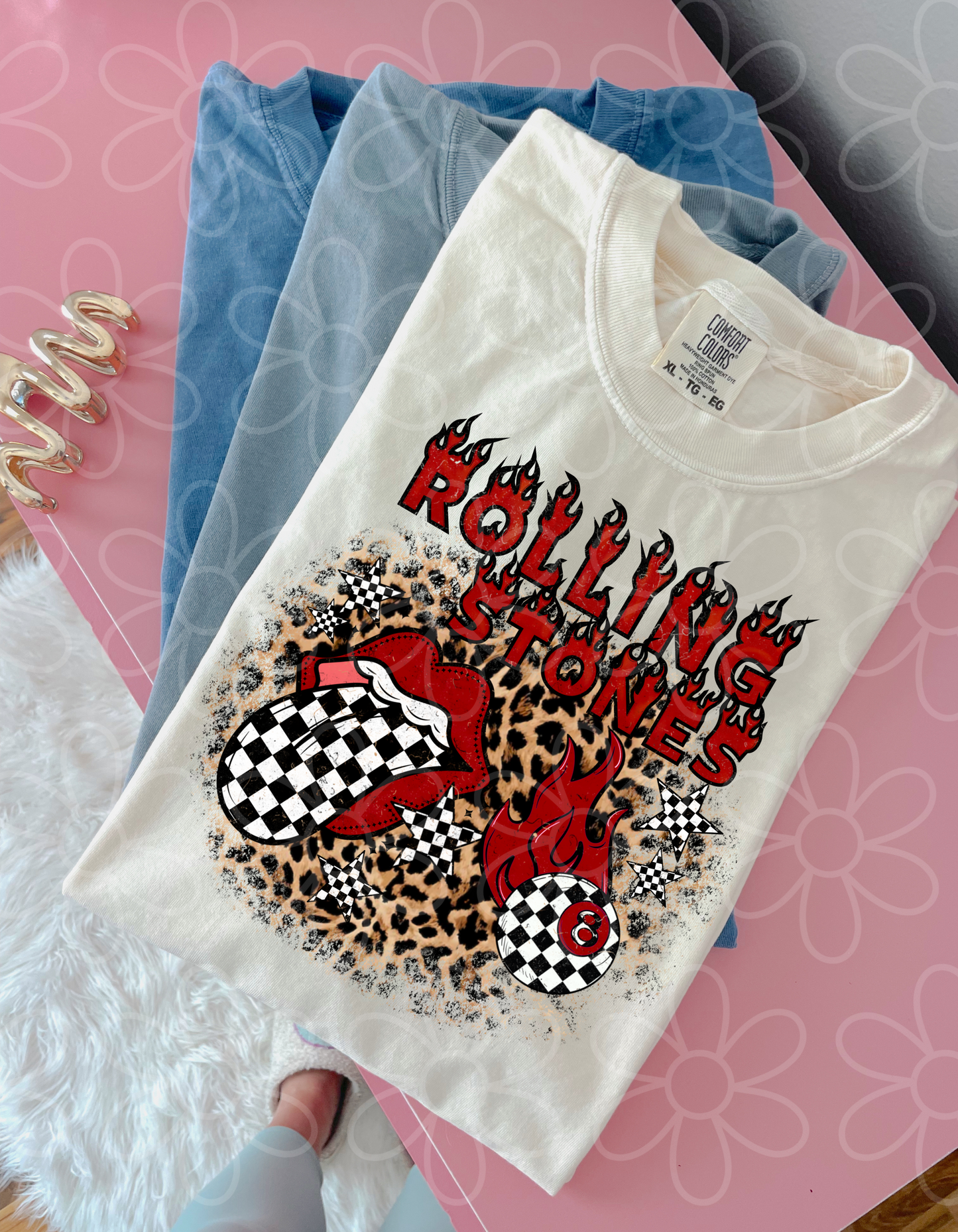 Leopard Checkered Rolling Stones Tee