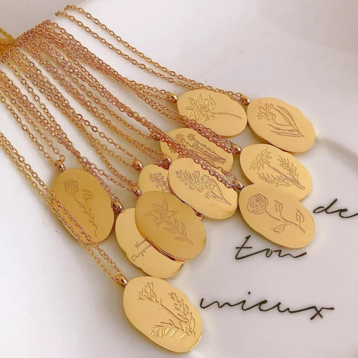 18K Gold-Plated Engraved Pendant Necklace - The Hippie Nest Boutique