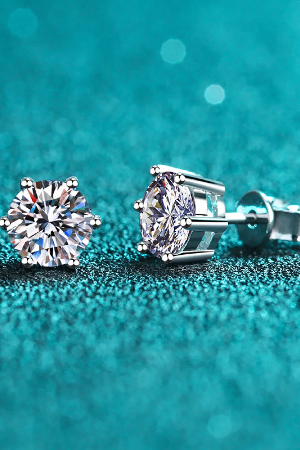 6-Prong 2 Carat Moissanite Stud Earrings - 925 Sterling Silver - The Hippie Nest Boutique